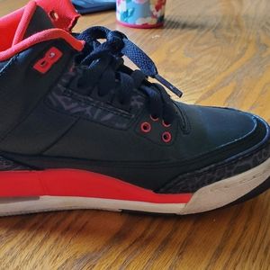 Nike Air Jordans 3 Retro shoes ps black crimson youth